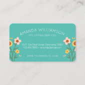 Adorable Blütenhunde Pet Care Services Weiß Visitenkarte (Rückseite)