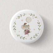 Adorable Boho Baby Girl Elefant Rustikale Flora Button (Vorderseite)