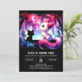 Adorable Boho Cat Birthday Einladung (Stehend Vorderseite)