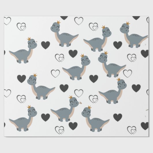Adorable Boho Dinosaur Party Geschenkpapier (Flach)