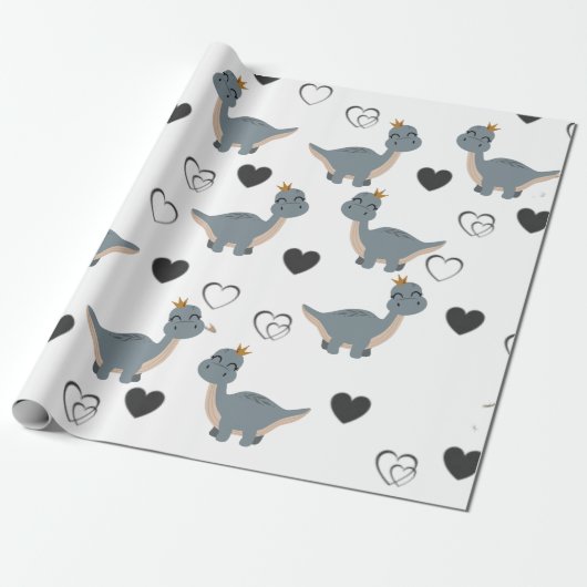 Adorable Boho Dinosaur Party Geschenkpapier (Ungerollt)