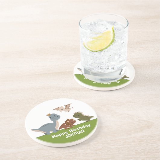 Adorable Boho Dinosaur Party Getränkeuntersetzer (Seite)