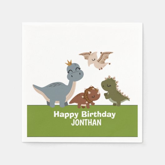 Adorable Boho Dinosaur Party Serviette (Vorderseite)