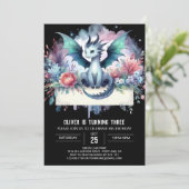 Adorable Boho Dragon Birthday Einladung (Stehend Vorderseite)