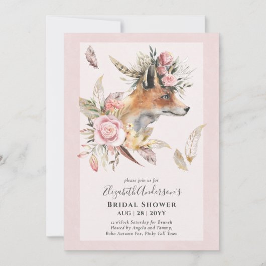 Adorable BOHO Fox Brautparty Einladung (Vorderseite)