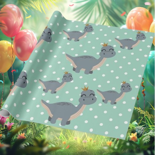 Adorable Boho Green Dinosaur Party Geschenkpapier