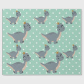Adorable Boho Green Dinosaur Party Geschenkpapier (Flach)