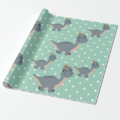 Adorable Boho Green Dinosaur Party Geschenkpapier (Ungerollt)