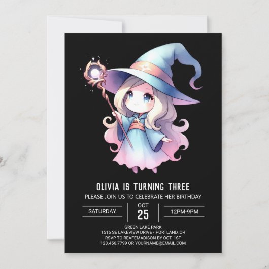 Adorable Boho Wizard Geburtstag Einladung (Vorderseite)