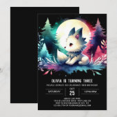 Adorable Boho Wolf Birthday Einladung (Vorne/Hinten)