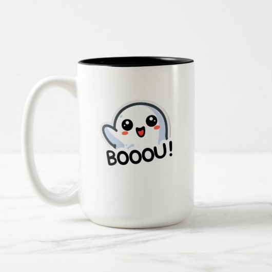 Adorable Boo Ghost Sprichwort Boou Halloween Grafi Zweifarbige Tasse (Links)