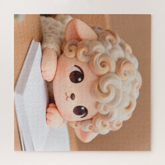 Adorable Bookworm Lamb Puzzle (Horizontal)