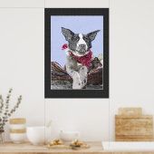 Adorable Border Collie Heeler Mix Dog Sketch Poster (Küche)