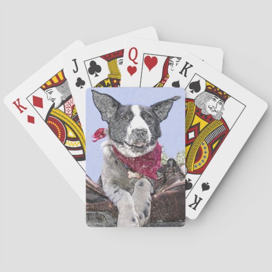 Adorable Border Collie Heeler Mix Dog Sketch Spielkarten (Rückseite)