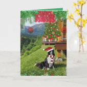Adorable Border Colllie Faltbare Weihnachtskarte Karte (Gelbe Blume)