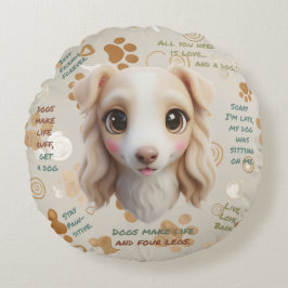 Adorable Borzoi Face Cushion Round Pillow Rundes Kissen