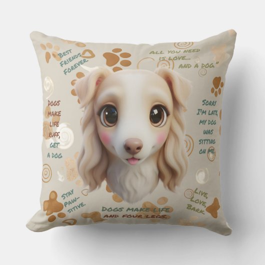 Adorable Borzoi Face Cushion Throw Pillow Kissen (Vorderseite)