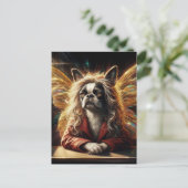 Adorable Boston Terrier Fairy in a Red Jacket Postkarte (Stehend Vorderseite)