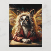 Adorable Boston Terrier Fairy in a Red Jacket Postkarte (Vorderseite)