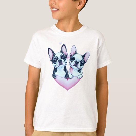 Adorable Boston Terrier Hunde in Liebe T-Shirt (Vorderseite)