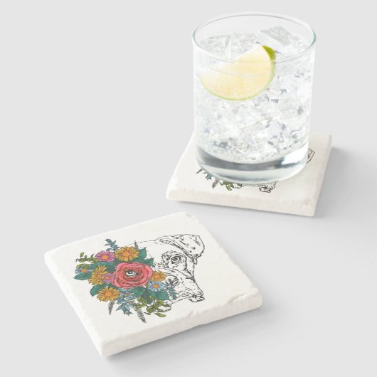 Adorable Boxer Hund-Untersetzer Steinuntersetzer (Seitenansicht)