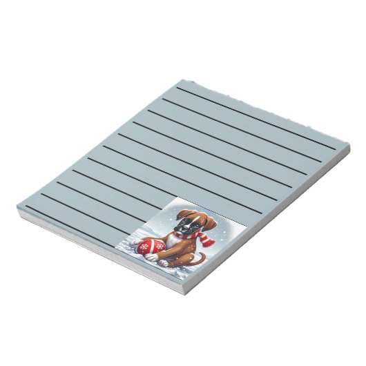 Adorable Boxer Welpe in Snowy Landschaft Notizblock (Rotiert)