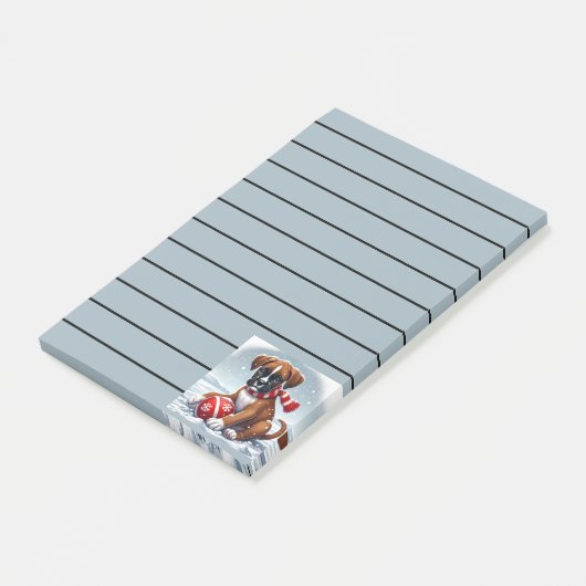 Adorable Boxer Welpe in Snowy Landschaft Post-it Klebezettel (angewinkelt)