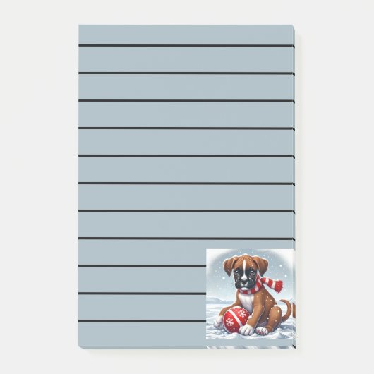 Adorable Boxer Welpe in Snowy Landschaft Post-it Klebezettel (Vorderseite)