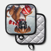 Adorable Boxer Welpe in Snowy Landschaft Topflappen (Vorderseite/Rückseite)