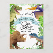 Adorable Boy Dinosaur Birthday Einladung Postkarte (Vorderseite)