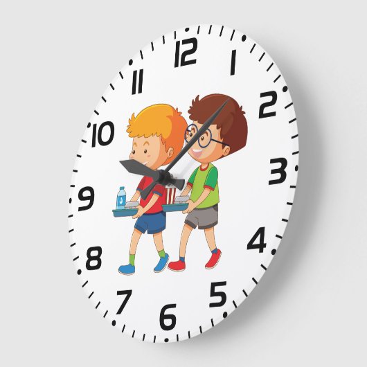 Adorable Boys, die Lebensmittel mitführen Große Wanduhr (Winkel)