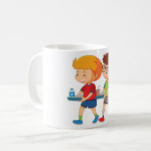 Adorable Boys, die Lebensmittel mitführen Kaffeetasse (Vorderseite Links)