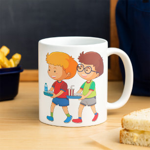 Adorable Boys, die Lebensmittel mitführen Kaffeetasse