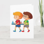 Adorable Boys, die Lebensmittel mitführen Karte (Vorderseite)