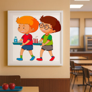 Adorable Boys, die Lebensmittel mitführen Poster