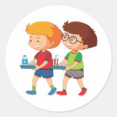 Adorable Boys, die Lebensmittel mitführen Runder Aufkleber (Vorderseite)