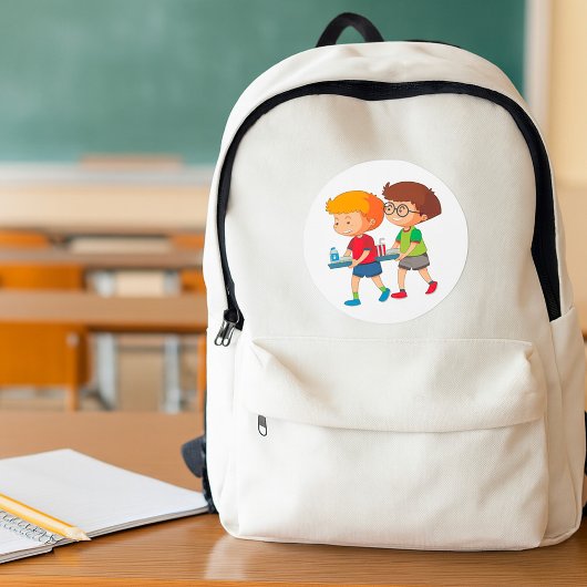 Adorable Boys, die Lebensmittel mitführen Runder Aufkleber