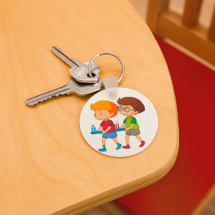Adorable Boys, die Lebensmittel mitführen Schlüsselanhänger