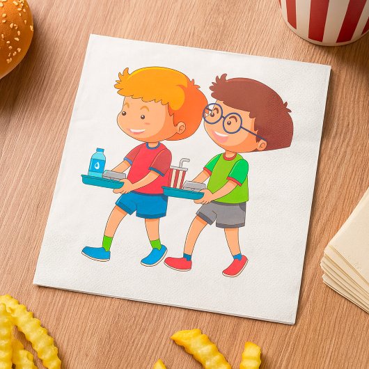 Adorable Boys, die Lebensmittel mitführen Serviette