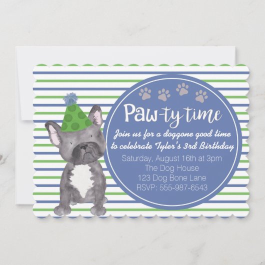 Adorable Boy's Hund Welpe zum Geburtstag Einladung (Vorderseite)