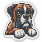 Adorable Brindle Boxer mit Paws Aufkleber (Vorderseite)