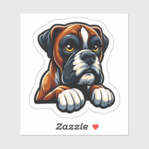 Adorable Brindle Boxer mit Paws Aufkleber