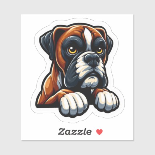 Adorable Brindle Boxer mit Paws Aufkleber (Blatt)