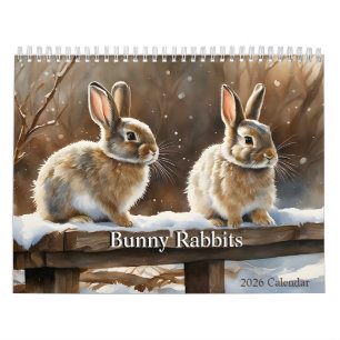 Adorable Brown and White Bunny Rabbits 2026 Kalender