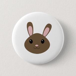 Adorable Brown Bunny Button