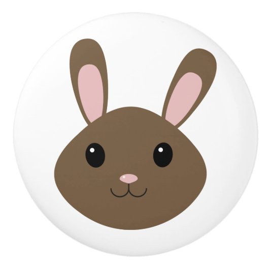 Adorable Brown Bunny Keramikknauf (Vorderseite)