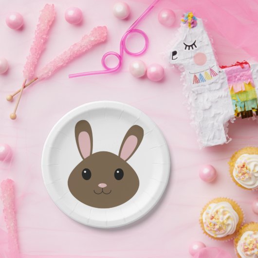Adorable Brown Bunny Pappteller (Party)