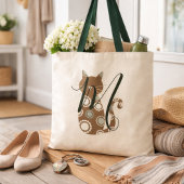Adorable Brown Cat Monogramm Tragetasche