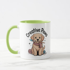 Adorable Brown Dog Artist Yarn Brush Creative Paws Tasse