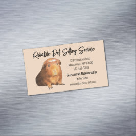 Adorable Brown Guinea Schweinefleisch Foto Sitzeck Magnetische Visitenkarte